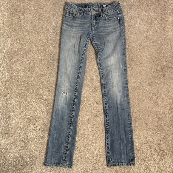 Miss Me Womens Embellished Sequin Straight Leg Jeans Medium Wash Size 27 - Picture 1 of 14